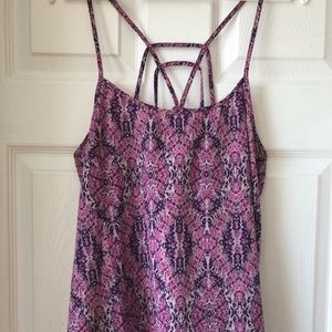 Pink ikat print spaghetti strap blouse